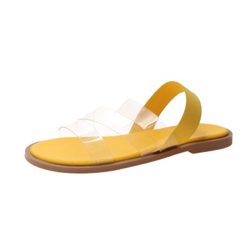 2019 latest design cheap women and ladies jelly Rome sandals pure color see through PVC strap elastic band flat Rome sandals